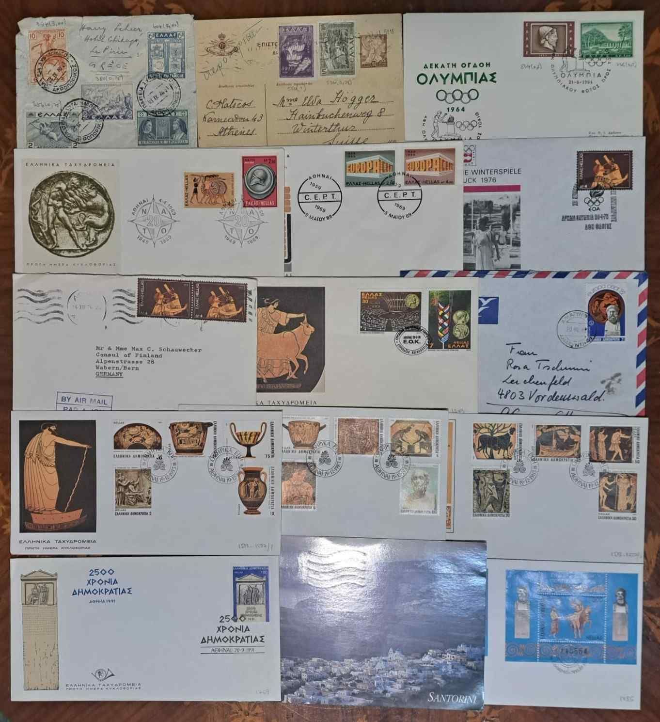 Görögország - bélyegek, levelek, FDC