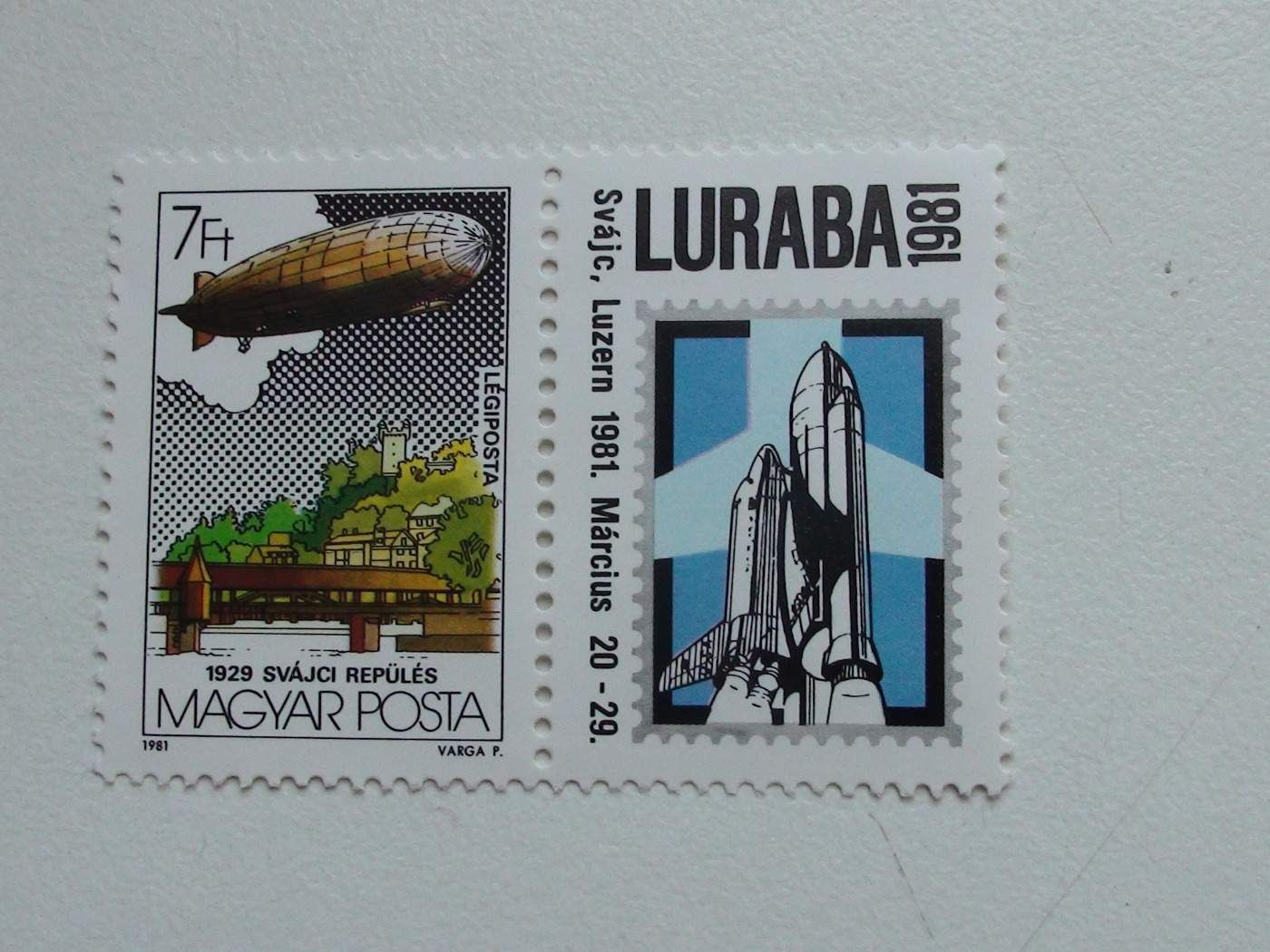 LURABA 1981. Svájc, Luzern 1981. Március 20 - 29. 1929 SVÁJCI REPÜLÉS. LÉGIPOSTA. 7 Ft.