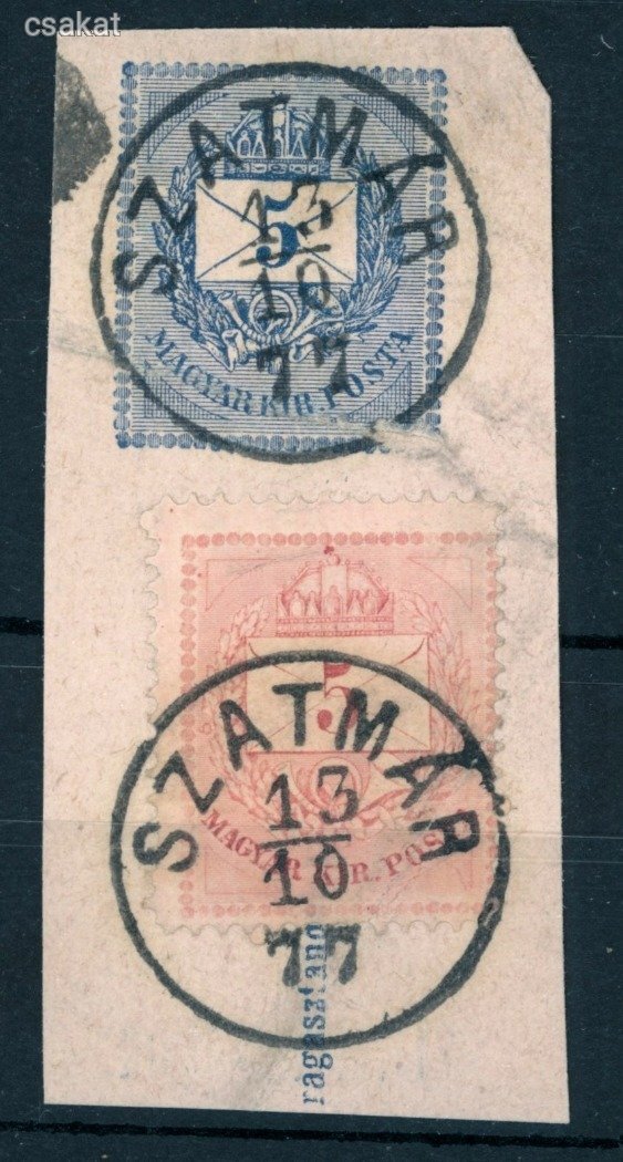 1874 krajcáros SZATMÁR lebélyegzés Romania Gudlin E3.15 / 2 * 10p (e32)