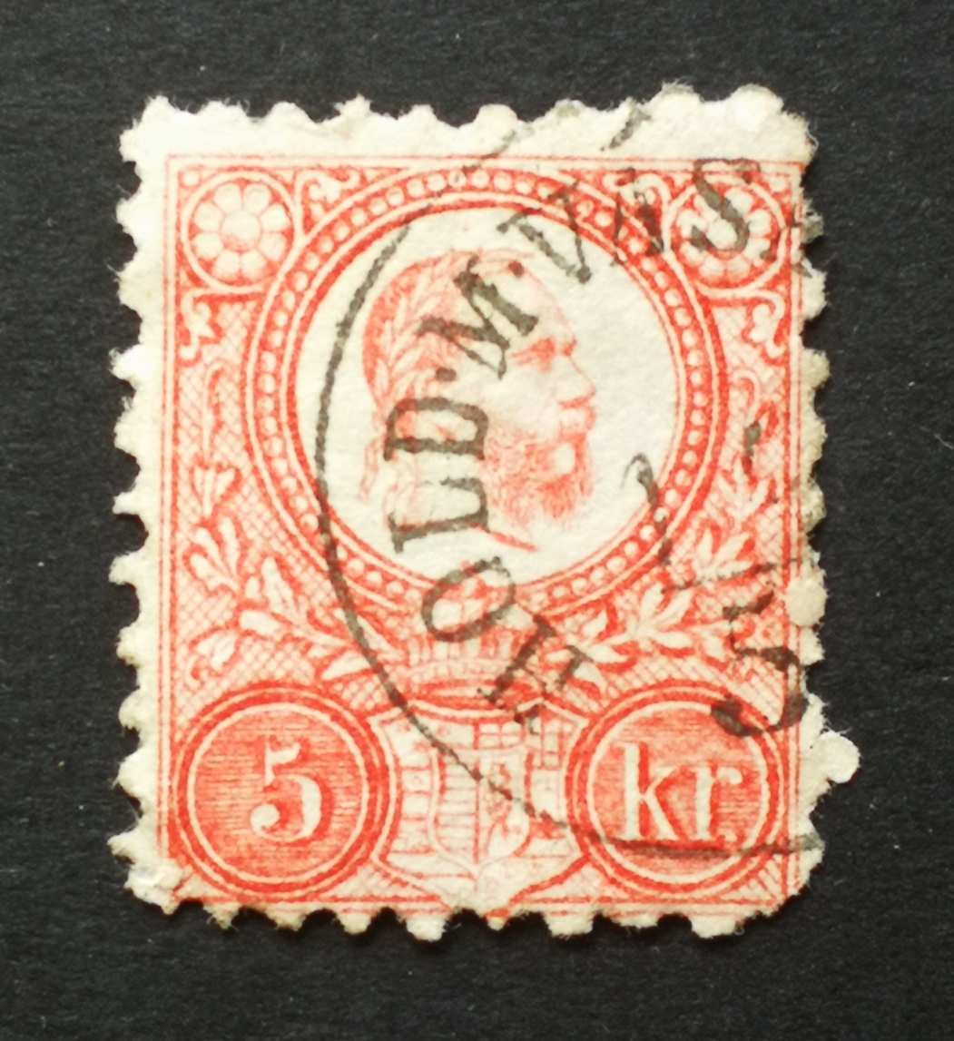 Magyarország 1871 Réznyomat 5 Kr HOLD. M. VÁSÁ(RHELY) sarokhiány H