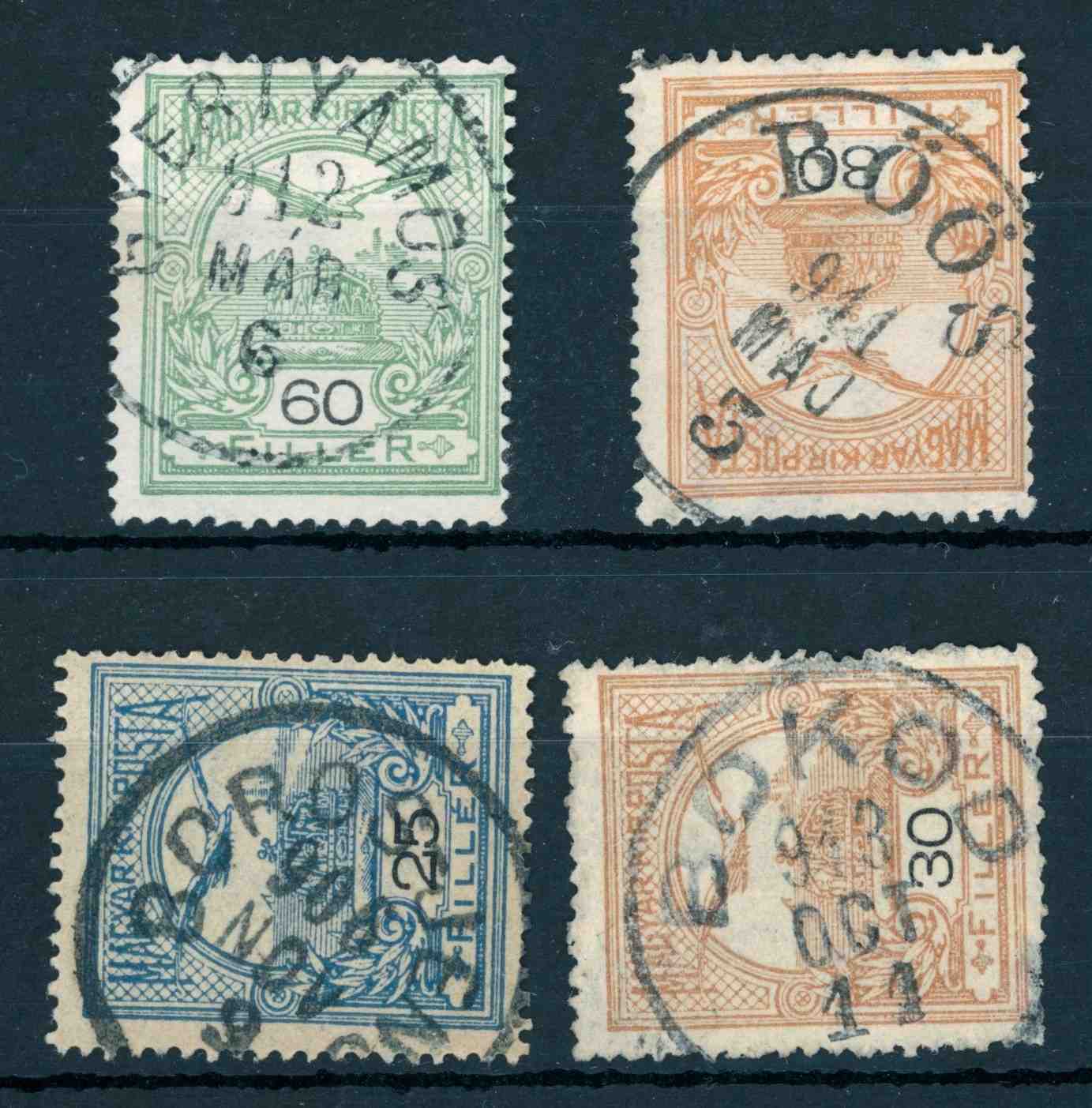 1906+ turul bélyegzések GYERTYÁMOS + BÖŐS +  / BOROS-JENŐ + BOKOD Gudlin 85 pont (e78)