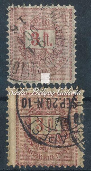 1888. Feketeszámú krajcáros 3Ft bélyegek