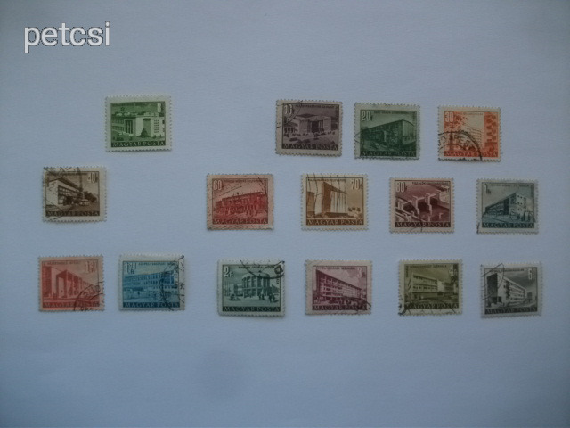 Magyar bélyeg / bélyegsor épületek 1951/53 hiányos