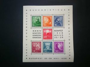 Magyarország 1938 Eucharisztikus blokk enyhe törések, ráncok D