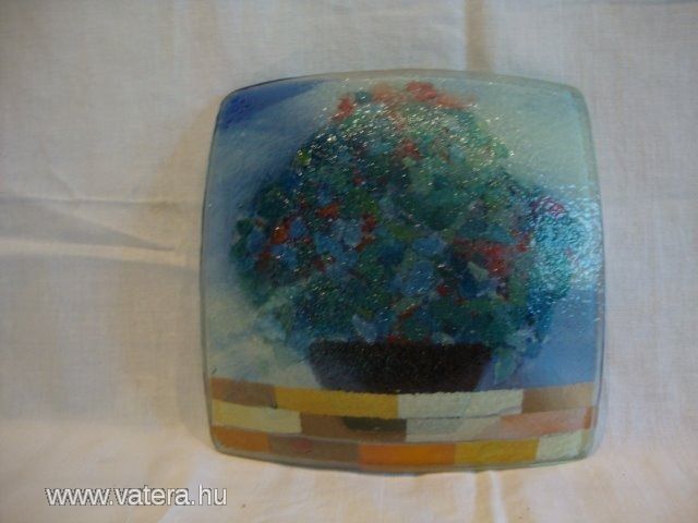 Muránói kézimunka üveg tál