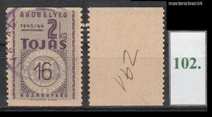 1943-45 Termékjegy beszolgáltatást segítő árubélyeg A-102