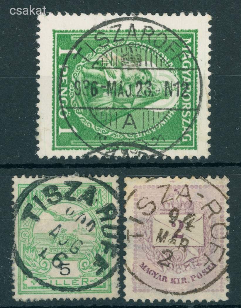1881+ három féle TISZA-ROFF bélyegzés Jász-Nagykun-Szolnok Gudlin 110p (e06)