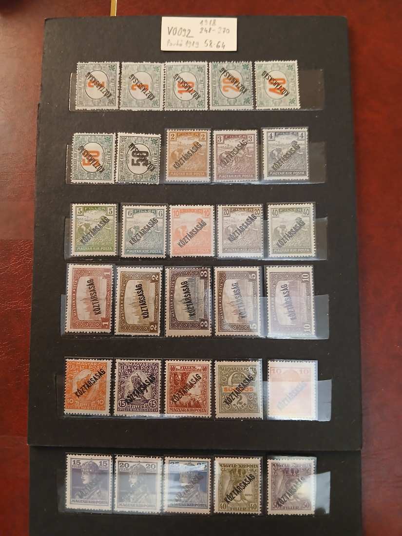 V0092 Magyar portó bélyeg 1919 58-64 + 1918 248-270 postatiszta