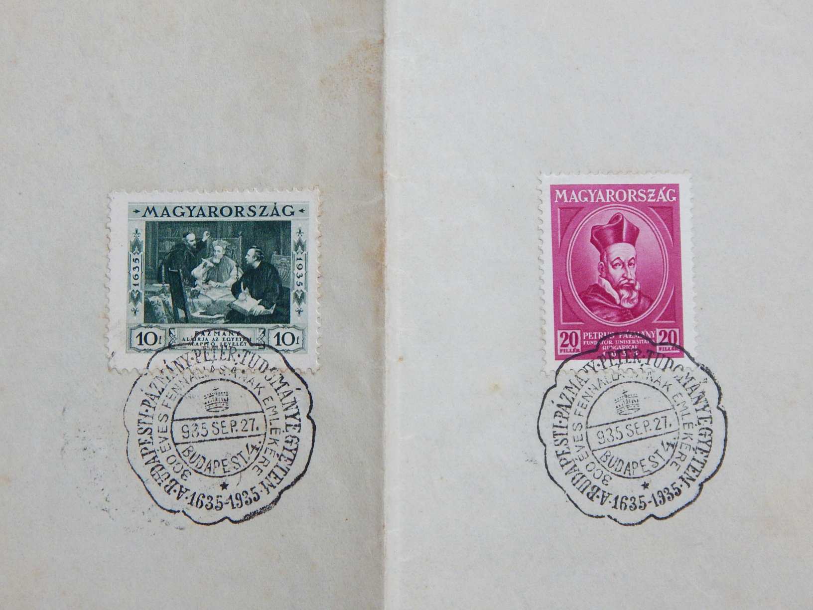 Alkalmi bélyegzés 1935. Pázmány Tudományegyetem 300 éves évfordulója