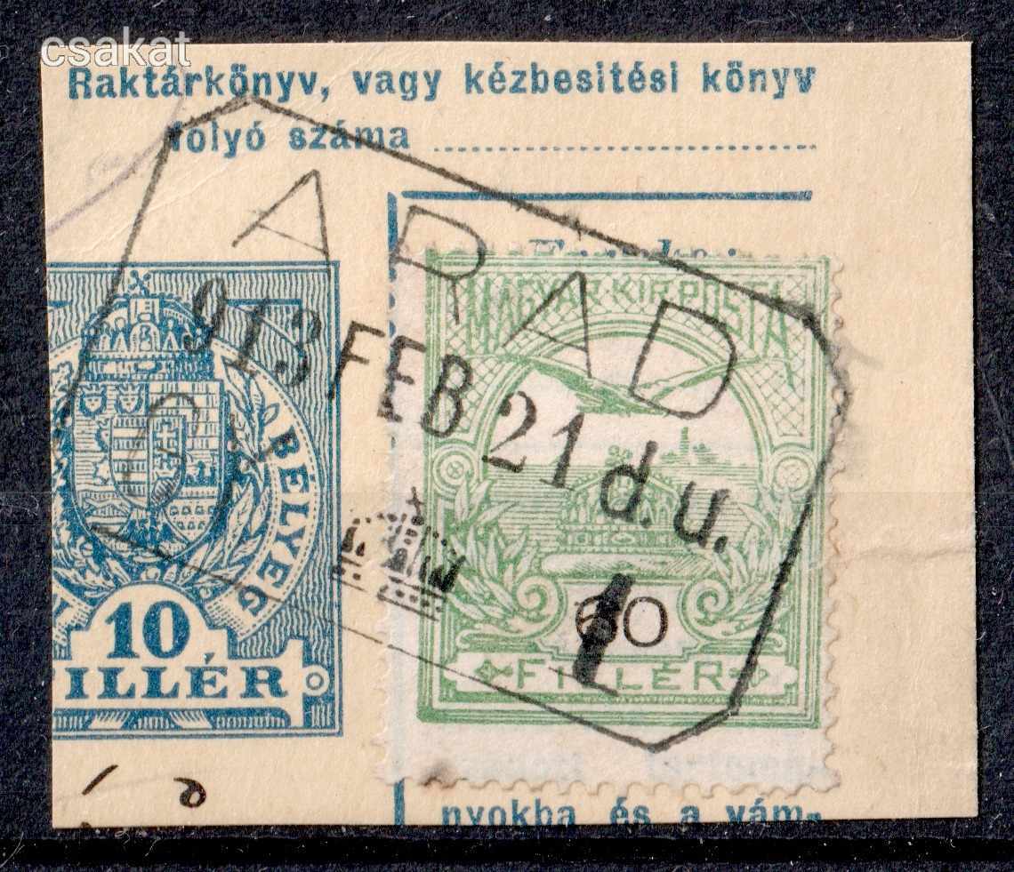 1909 turul ARAD / GY 1  gyüjtőbélyegzés Partium Romania MPPFB a ritkább GY14 típus / 200p  (d28)