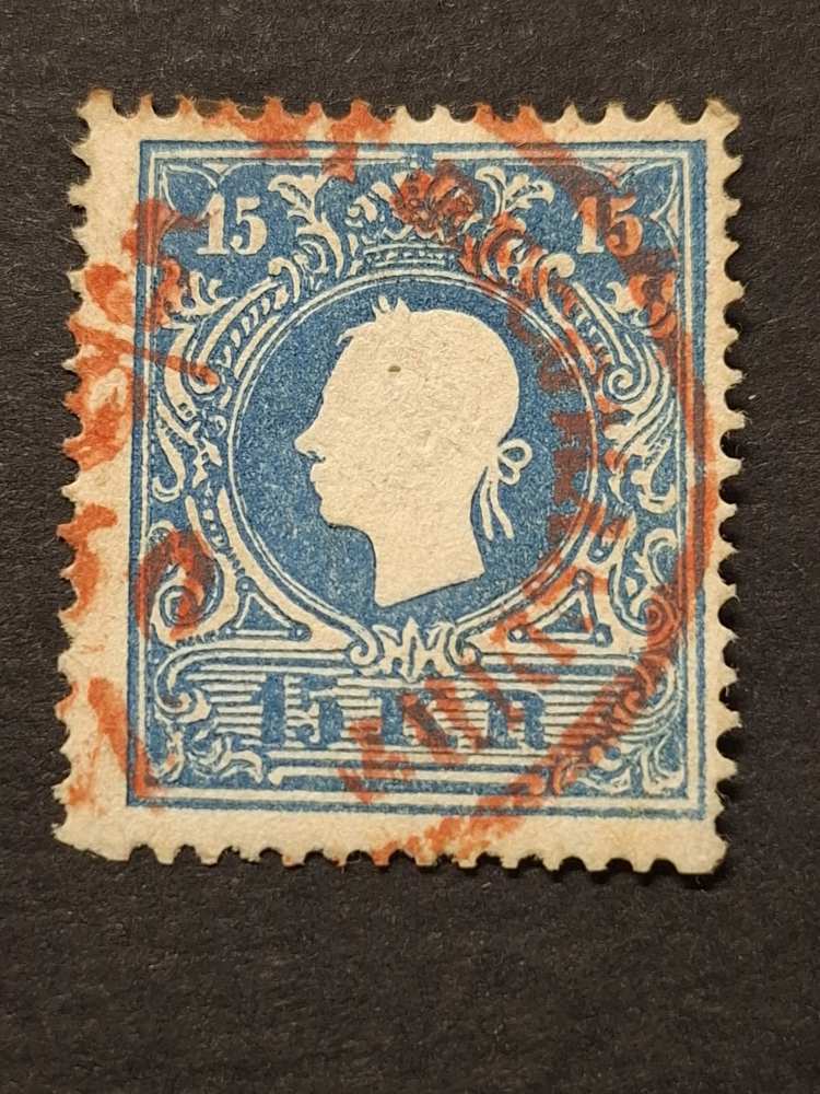 1858 könyvnyomat dombornyomással Piros Recomandirt 15 kr