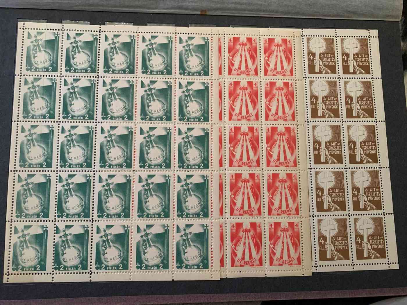 Horthy-kori Bozó Gyula ut Regnet Reform segélybélyeg 3 teljes ív 1934 postatiszta