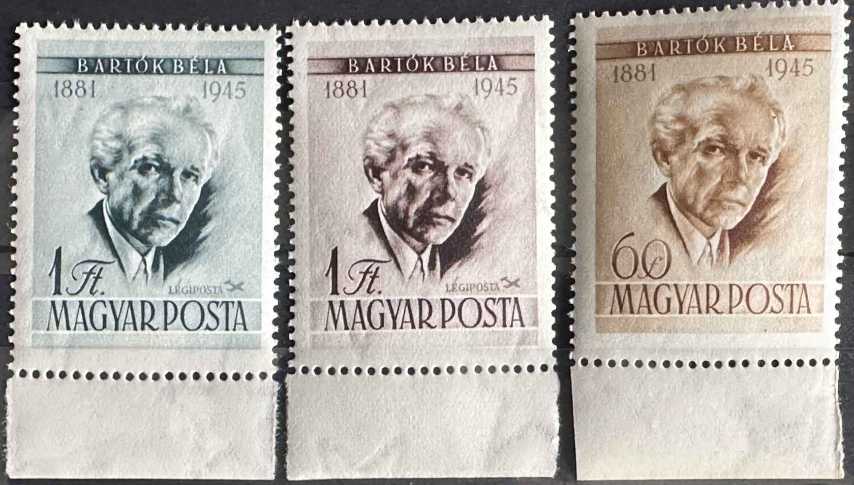 1955 BARTÓK BÉLA MAGYAR POSTATISZTA ÍVSZÉLES**BÉLYEG SOR  MBK: 2000FT