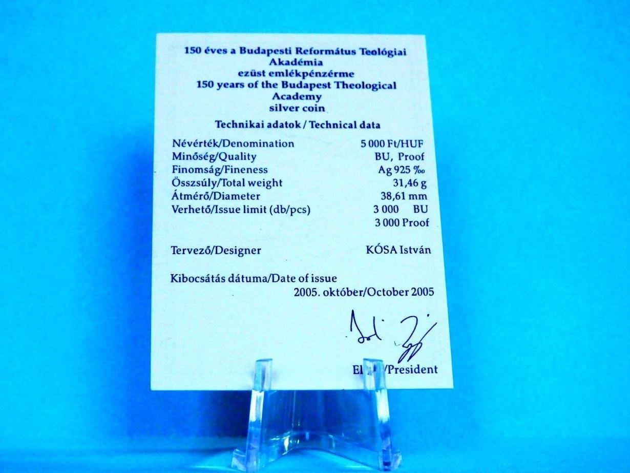 MNB certi 2005 KÁROLI EGYETEM ezüst