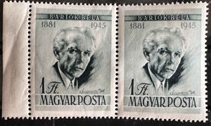 1955 BARTÓK BÉLA TÉVNYOMAT -LÉGIPOSTA FOLT- MAGYAR POSTATÍSZTA BÉLYEG** MBK: 3.500FT