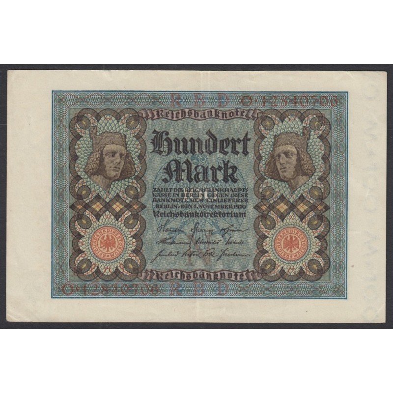 Németország, 100 mark 1920 EF+