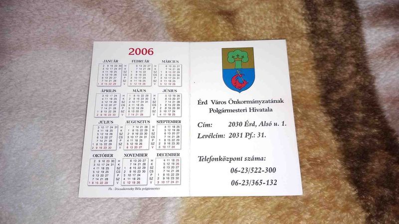 2006 - Érd kártyanaptár