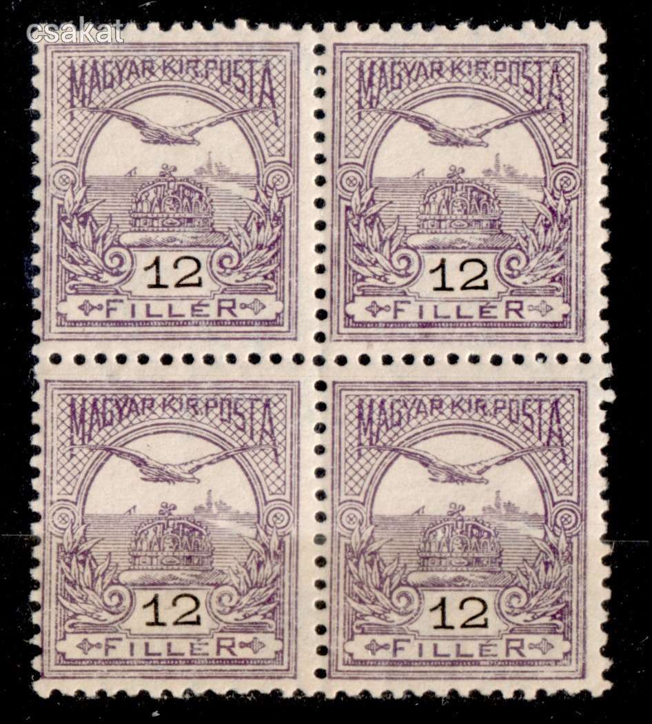 1904 turul 12f postatiszta ** négyestömb A2 vízjel állás leírás MPIK 13.600 ft (c93)