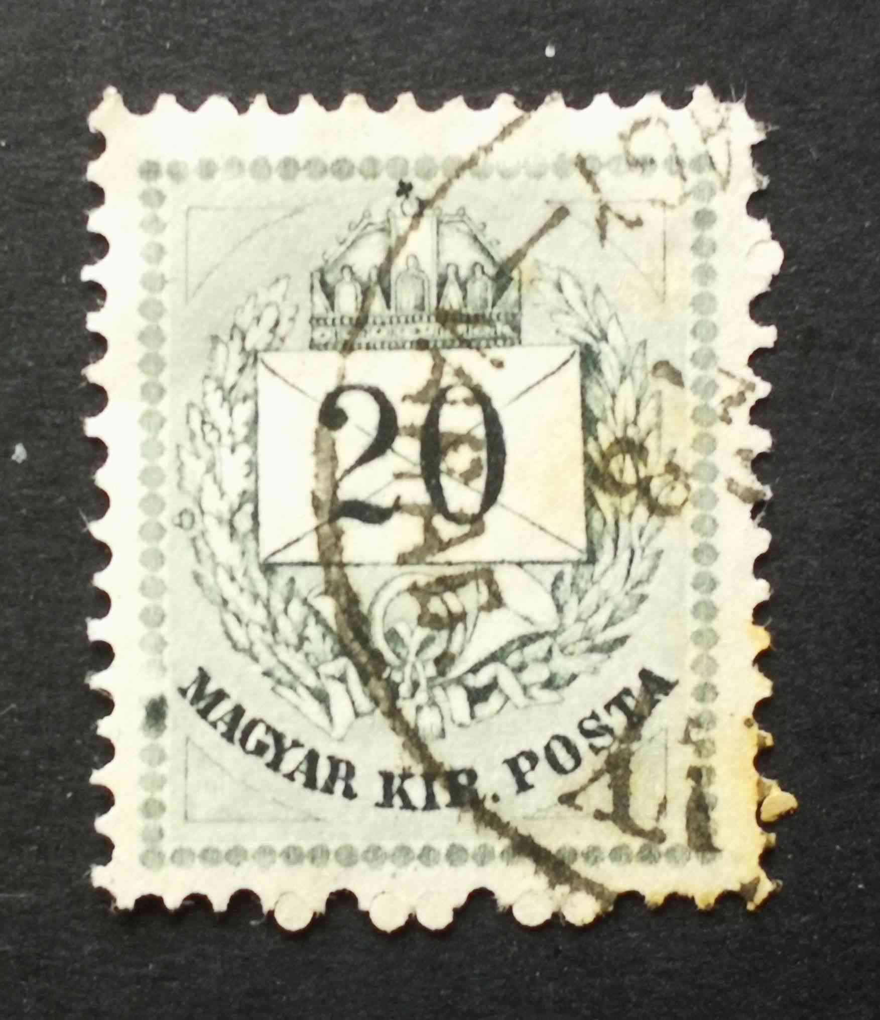Magyarország 1874 Színesszámú krajcáros 20 Kr 13-12 1/2 Pénz-utalvány Ny/Nagyvárad barnulás