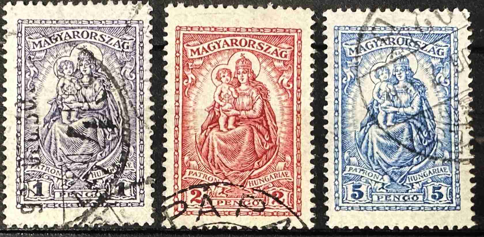 1926 KESKENY MADONNA MAGYAR BÉLYEG SOR BÉLYEGZETT  MBK:2.000FT.-
