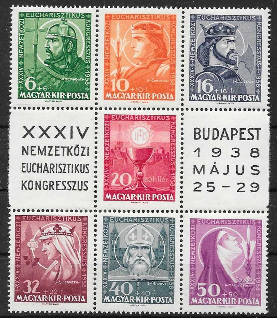 1938. Eucharisztikus blokkból kitepett bélyegek, postatiszta (4 900)