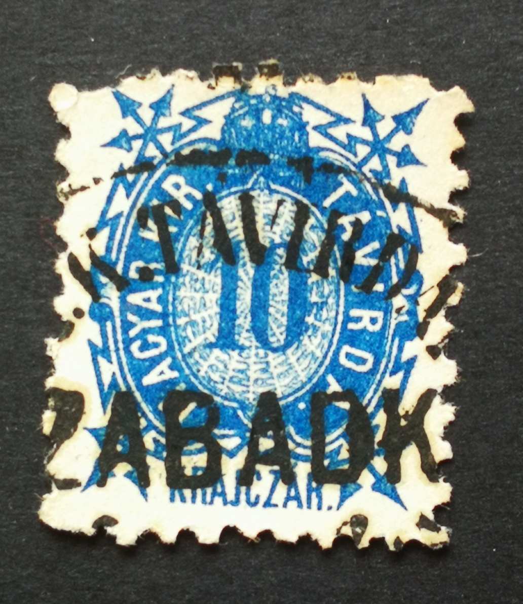 Magyarország 1873 Távirda kőnyomat 10 Kr. K.K. TÁVIRDA (S)ZABADK(A), hiány H
