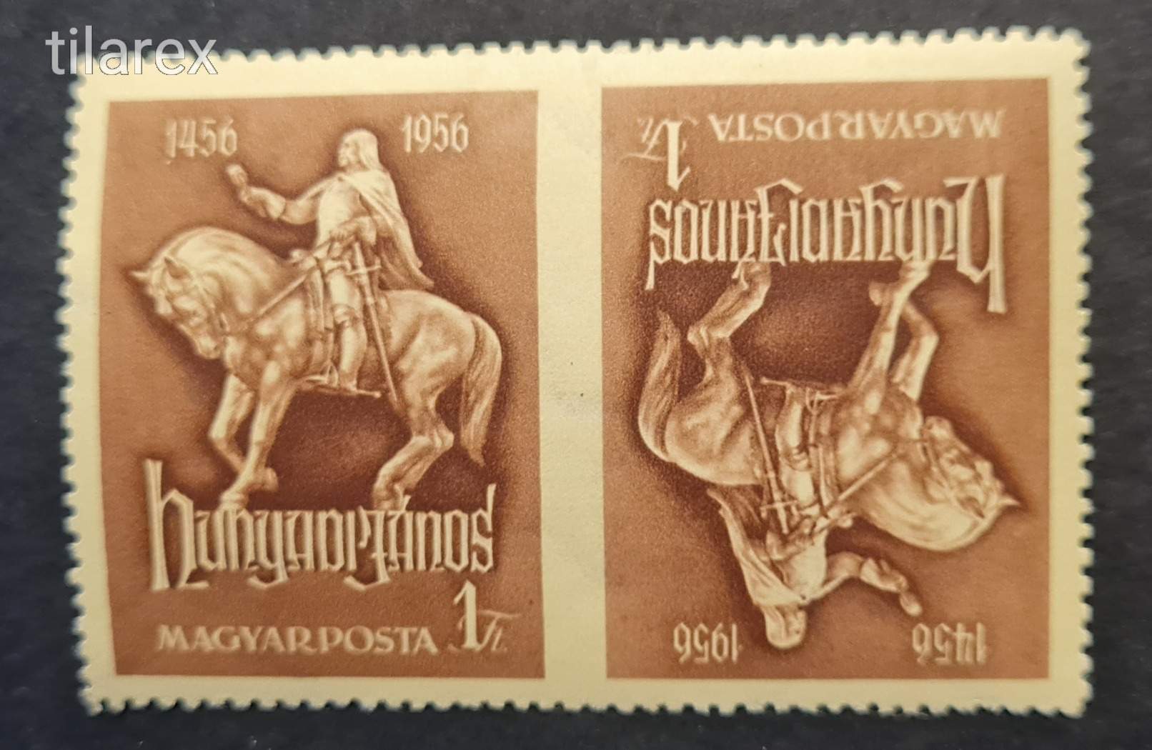 1956  Hunyadi János ** ( MPIK  1530b  XIII.B  2000 Ft. ) vágott fogazatlan fordított pár