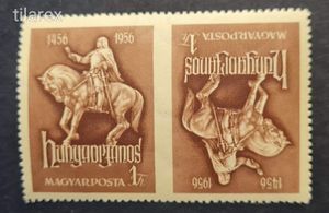 1956 Hunyadi János ** ( MPIK 1530b XIII.B 2000 Ft. ) vágott fogazatlan fordított pár