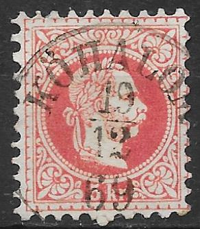 1867. 5 kr bélyeg " KŐHALOM  69/12/19 "  BÉLYEGZÉSSEL , elfogazott