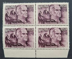 Magyar bélyeg négyestömb 1945 Bajcsy Zsilinszky Endre ( MBK 819** 1.200 Ft ) négyes tömb