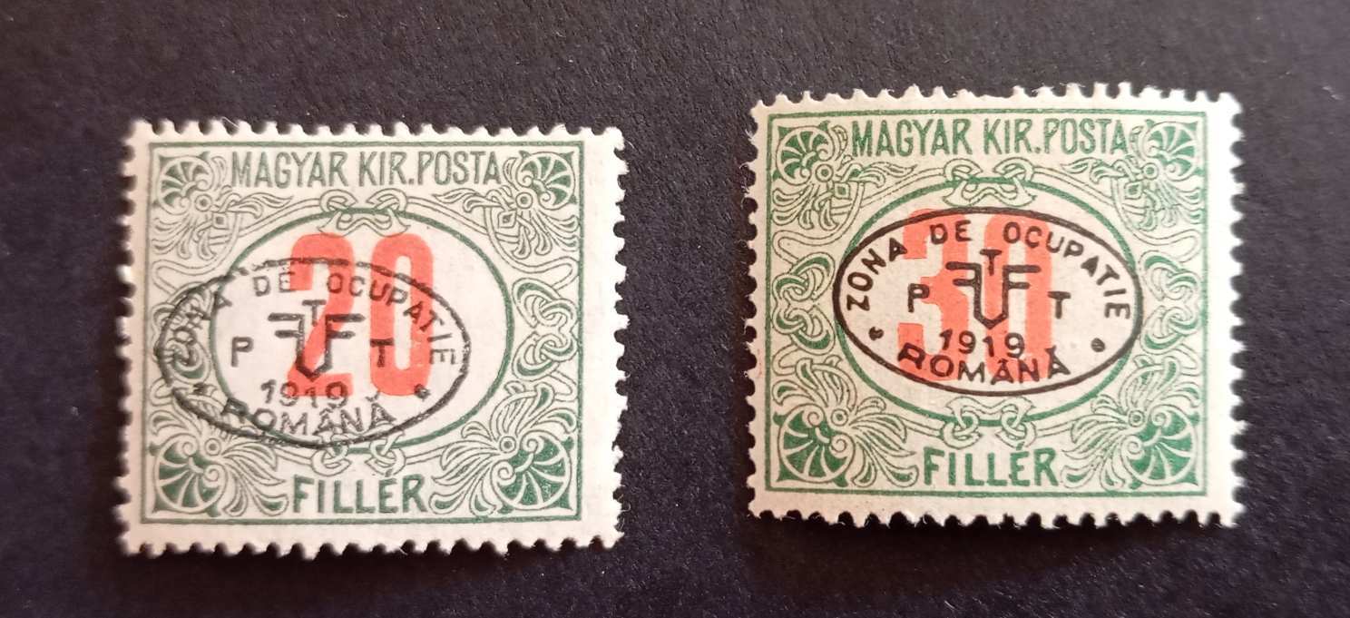 Magyarország 1919 Debrecen román megszállás Piroszámú portó 2 db * H