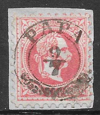 1867. 5 kr bélyeg " PÁPA  7/9 "  BÉLYEGZÉSSEL