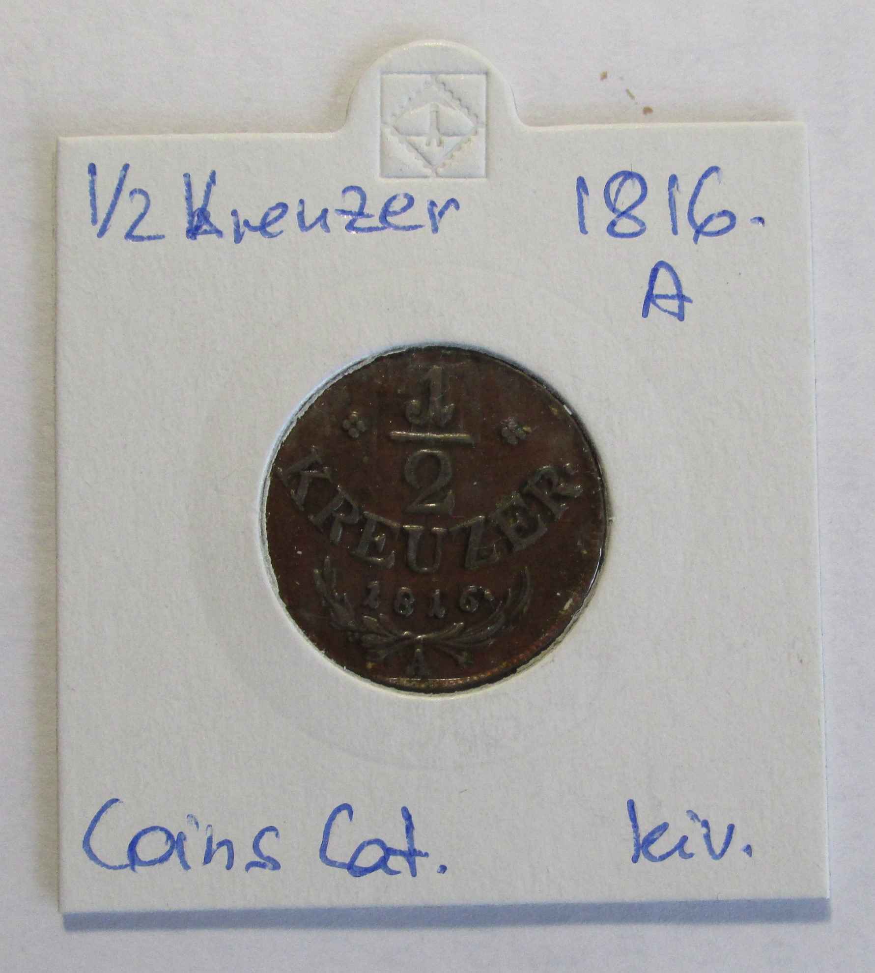 1/2 kreuzer, 1816. A