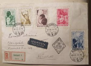 Magyarország 1949 VIT FDC futott ajánlott levél