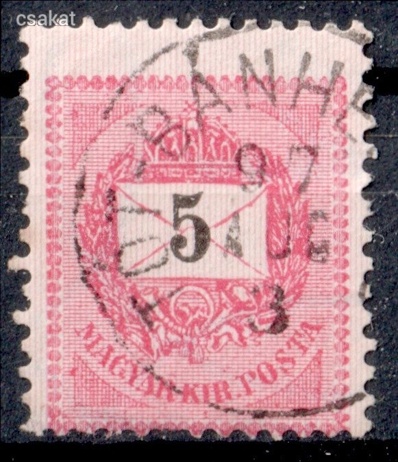 1889 feketeszámú krajcáros TÓT-BÁNHEGYES bélyegzés Csanád Gudlin E3.20 / 60 p (d26)