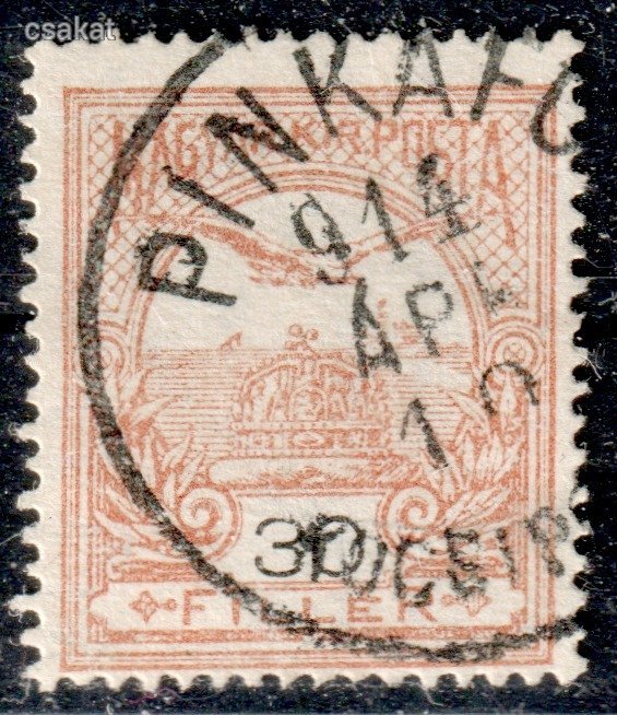 1913 turul PINKAFŐ / KOCSIPOSTA bélyegzés Vas Gudlin E3.70 / 60p (d54)