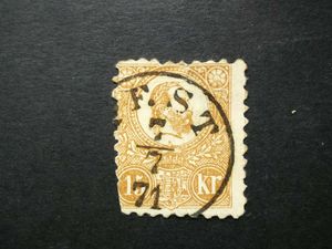 Magyarország 1871 Kőnyomat 15 kr. Pest, elfogazva, sarokhiány E2