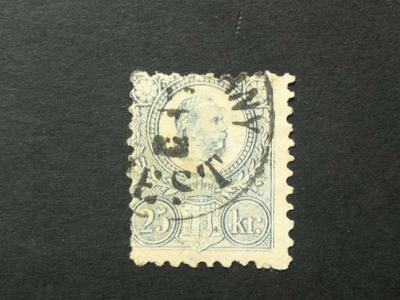 Magyarország 1871 réznyomat 25 kr. (Pénzutalv)ány, Pest, elfogazva, kék, Gudlin:150 elvékonyodás A