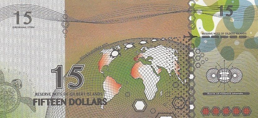 Gilbert szigetek 15 dollár 2016 UNC Teknősbéka