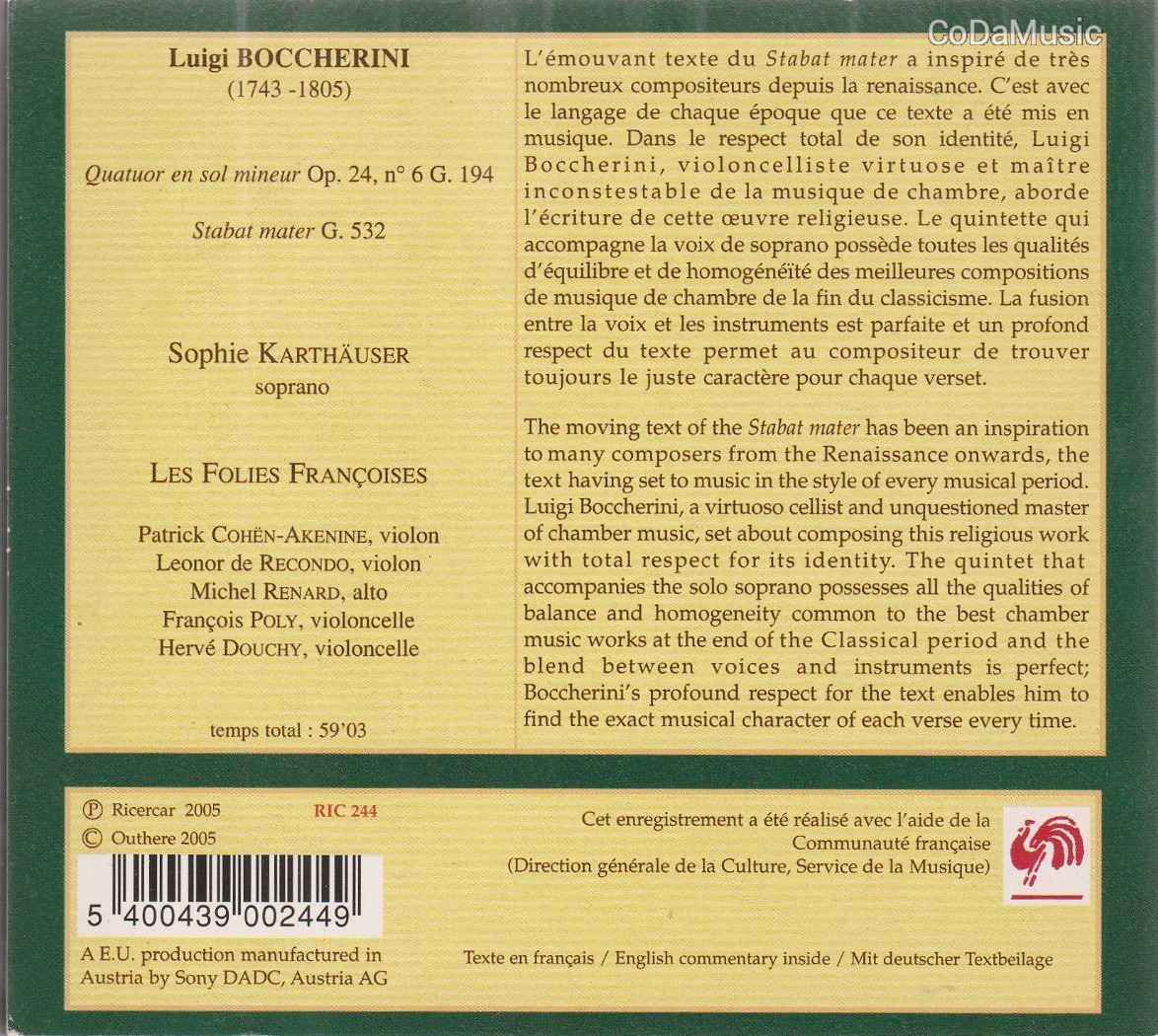Luigi Boccherini: Stabat Mater (CD)