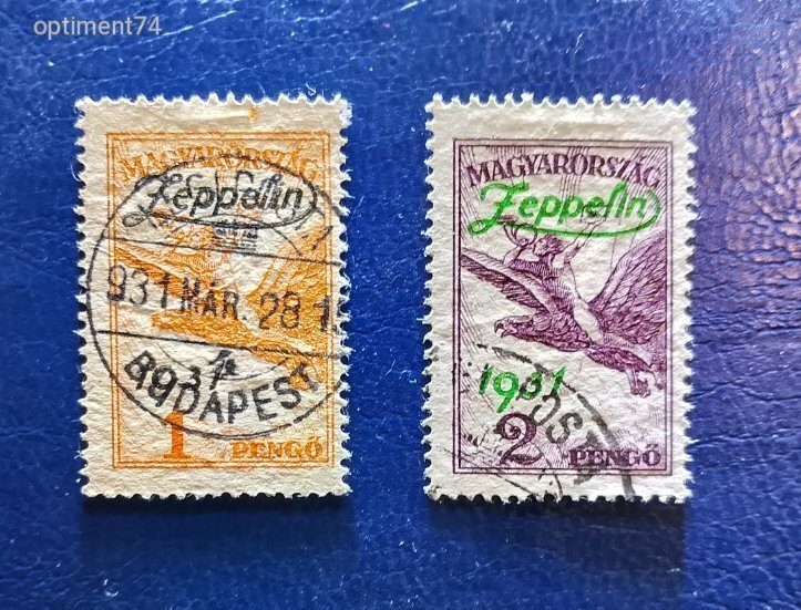 1931. Zeppelin pár  korabeli bélyegzéssel, teljes sor  1. - Pecsételt, szép bélyegek