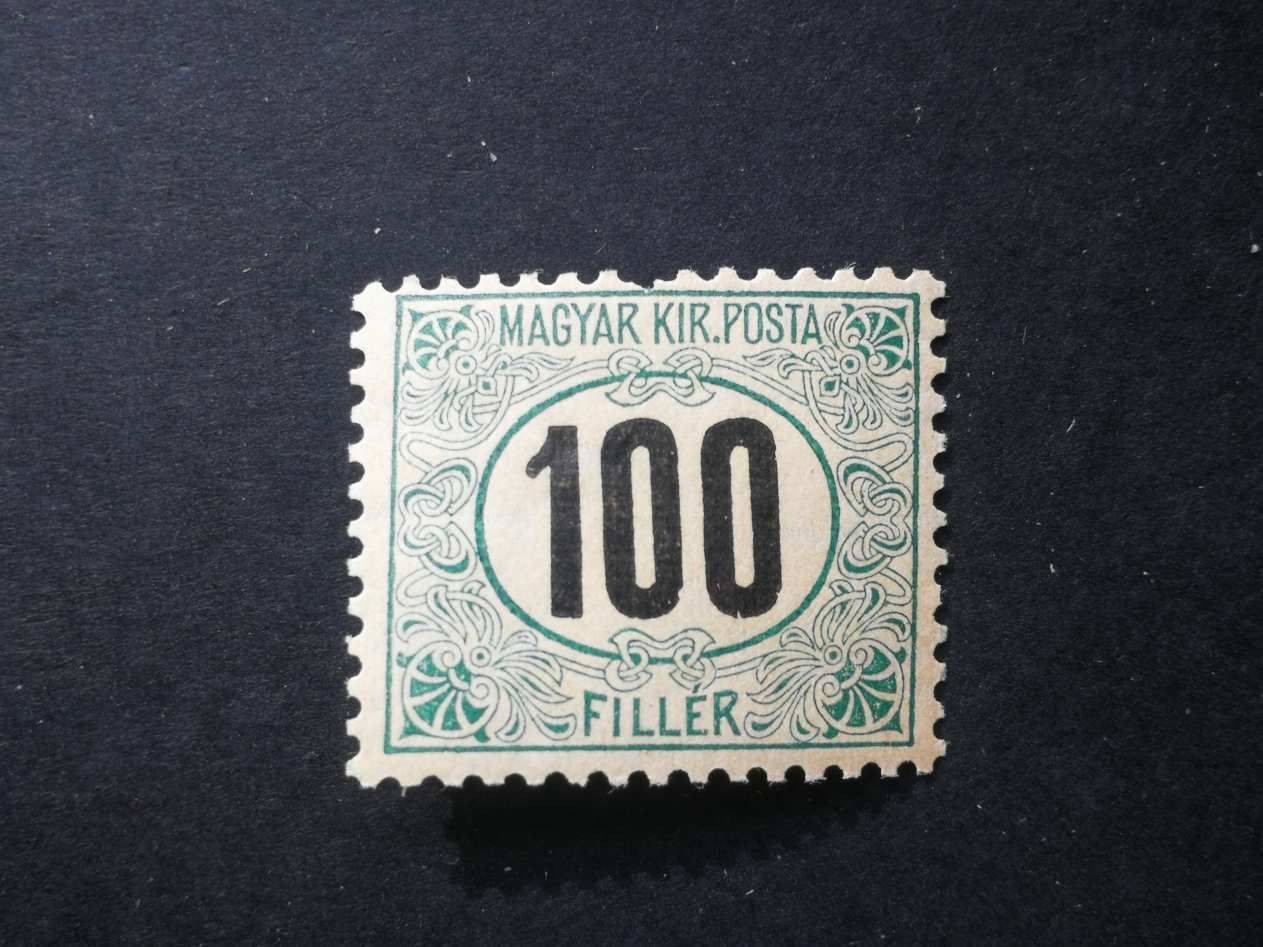 Magyarország 1905 Zöldportó 100 f kat. ár 8000 Ft, foghiány D