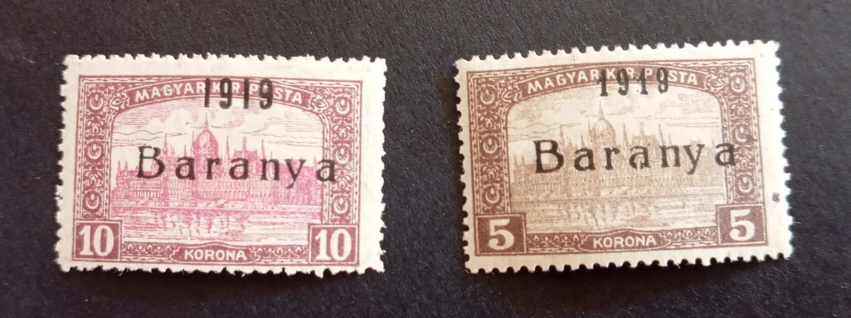 Magyarország 1919 Baranya szerb megszállás Parlament 2 db falcos H