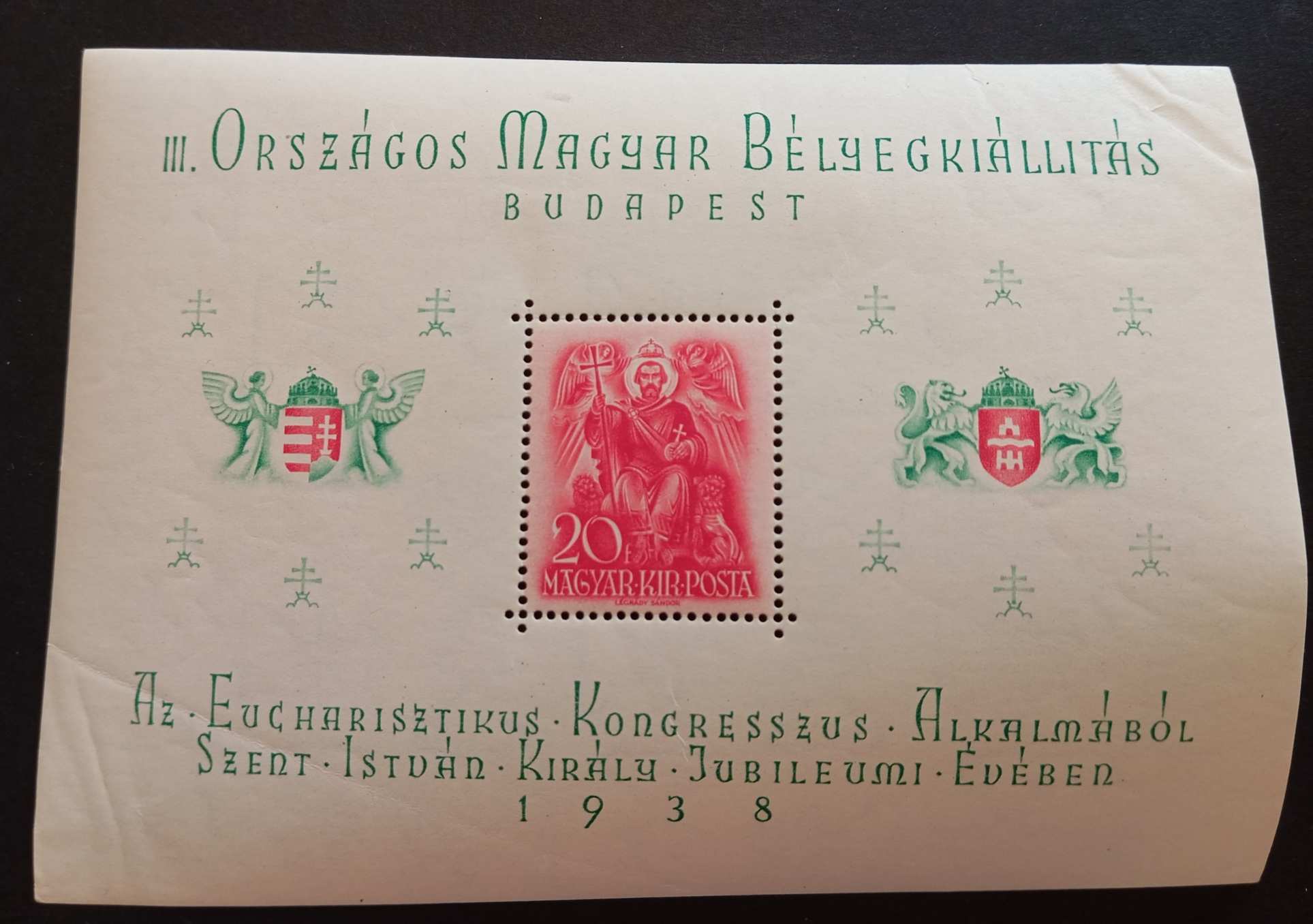 Magyarország 1938 ORBÉK blokk ** postatiszta kat. ár 8000 Ft