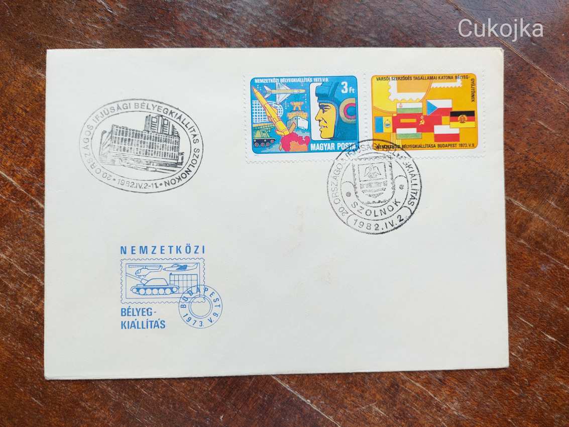 1973 Katona Bélyeggyűjtők Nemzetközi Bélyegkiállítása Budapest Boríték Szolnok