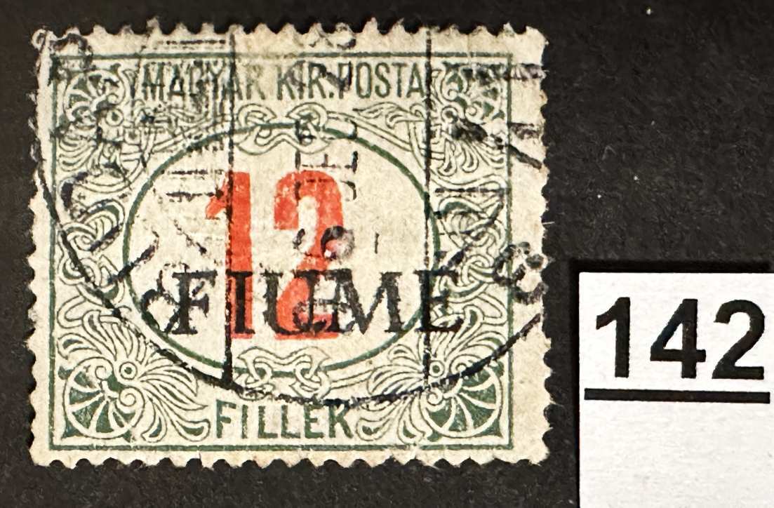 MAGYARORSZÁG 1918 FIUME OLASZ MEGSZÁLLÁS ZÖLDPORTÓ 12 FILLÉR BÉLYEG
