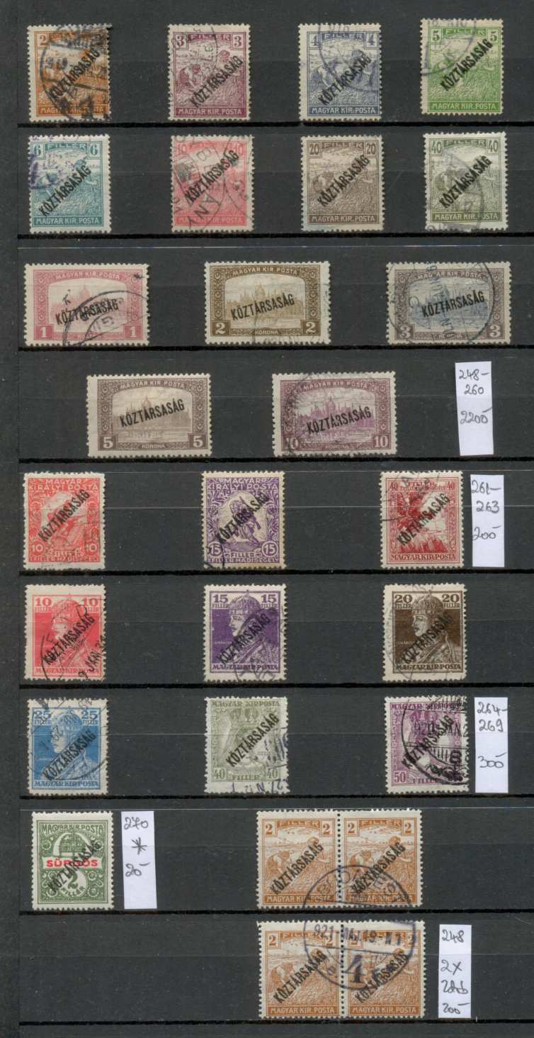 M63 - 1918 Köztársaság felülnyomásos bélyegek - MBK 248-270