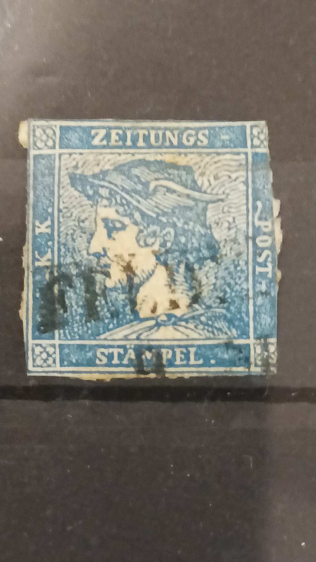1851 Hírlapbélyeg kék Merkúr