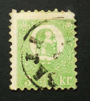 Magyarország 1871 Kőnyomat 3 Kr BAJA apró elvékonyodás, elfogazva H