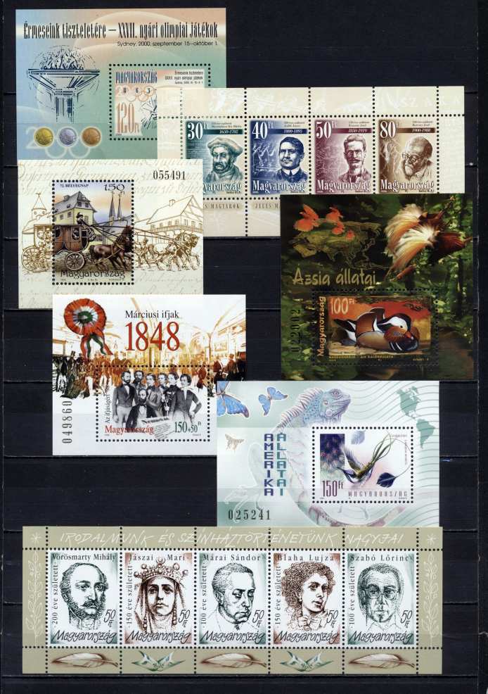 1997-2001 postatiszta blokkok, postázható névértéken, névérték 1900 Ft